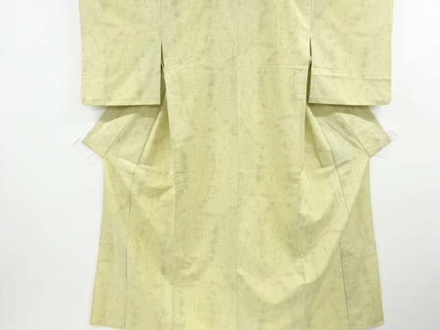 アンティーク　抽象枝葉模様織り出し手織り紬単衣着物